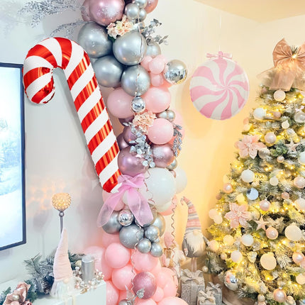 115-Pcs Christmas Balloon Garland Kit – Pink, White & Silver Xmas Decor
