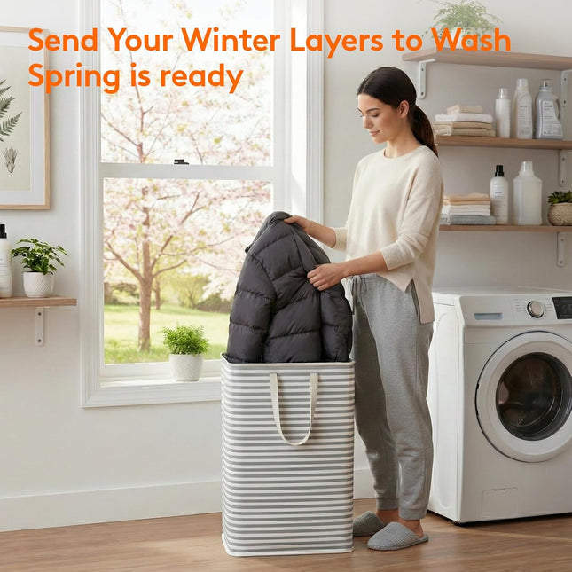 2-Pack 80L Laundry Hampers – Waterproof, Collapsible with Reinforced Handles