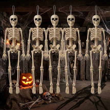 5-Piece 16in Hanging Skeletons, Spooky Halloween Decorations & Party Favors