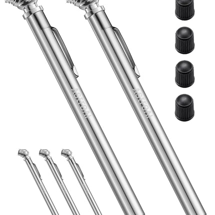 2-Pack Pencil Tire Pressure Gauge 10-75 PSI, ANSI Grade B, Stainless Steel Body