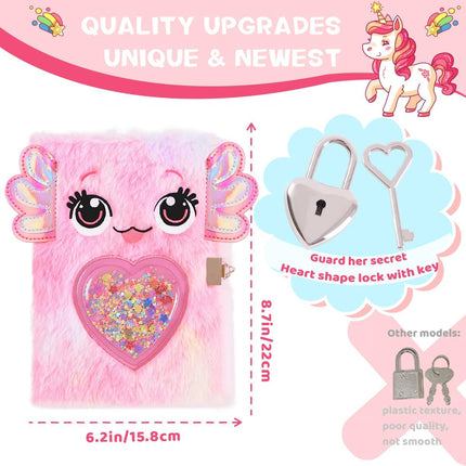 Axolotl Diary for Girls with Lock and Keys Kids Journal Writing Drawing Gift Set