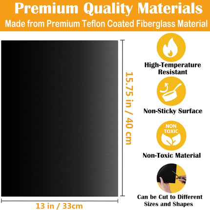 5-Pack Nonstick Grill Mats, Reusable BBQ Teflon Mats for Gas, Charcoal & Electric Grills
