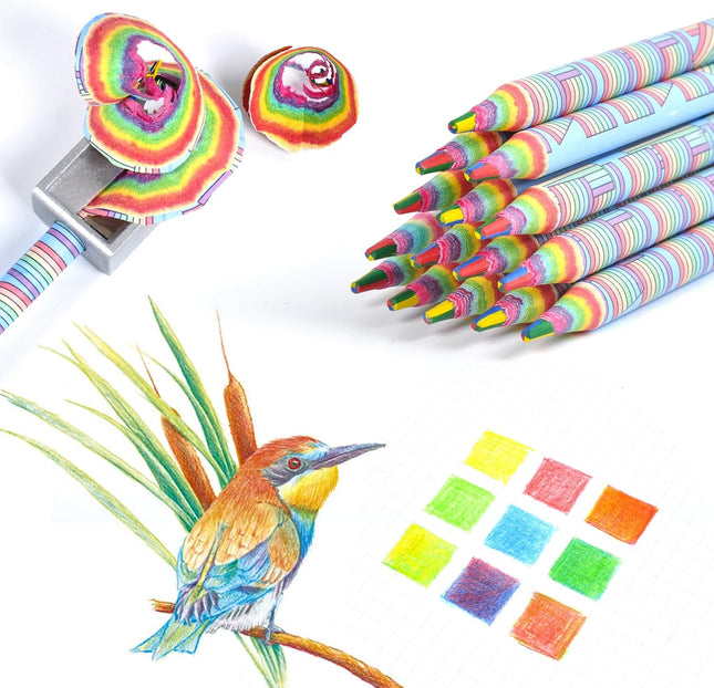 Easter Basket Stuffers – 12 Pack Rainbow Colored Pencils for Drawing & Coloring