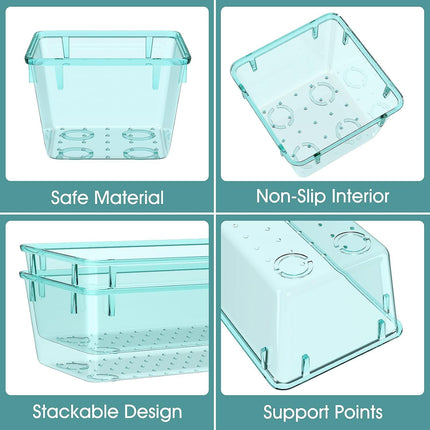 28-Pc Desk & Drawer Organizer Set – Clear Bins for Bathroom, Bedroom, Kitchen