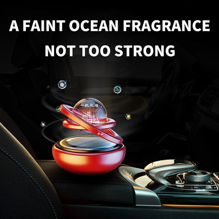 Solar Powered Rotating Car Aromatherapy Ornament, Refillable Scent Pad, Black