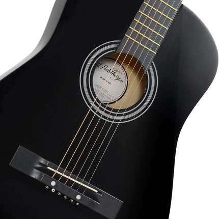38-Inch Beginner Acoustic Guitar Kit – Black, Gig Bag, Strings, Tuner & Picks