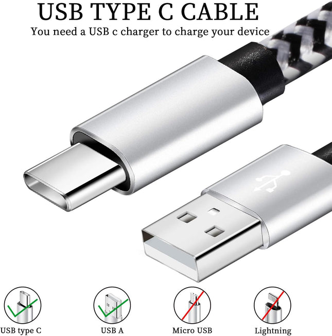 5 Pack USB C Cable 6FT Nylon Braided 3A Fast Charging Charger Cord