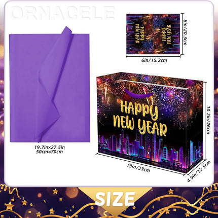 2-Piece NYE Gift Bags – 13×10.2×4.9in Happy New Year Party Supplies