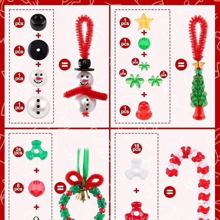 60 Sets Christmas Craft Beaded Ornament Kit – Includes 18 Wreaths & 18 Candy Canes