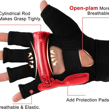 MMA Half Finger Boxing Gloves PU Leather Training Mitts for Kickboxing & Muay Thai