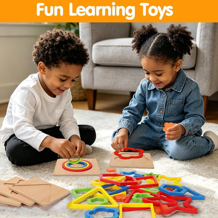 Montessori Wooden Shape Sorting Puzzle Toy for Toddlers 1-3 Years Old