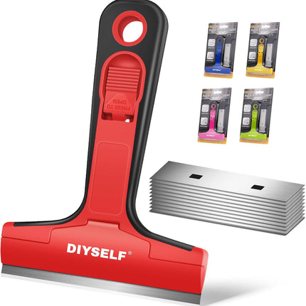 Razor Blade Scraper – 1 Tool with 10 Blades for Glass, Kitchen & Bathroom