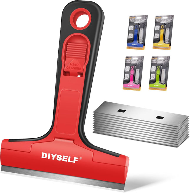 Razor Blade Scraper – 1 Tool with 10 Blades for Glass, Kitchen & Bathroom
