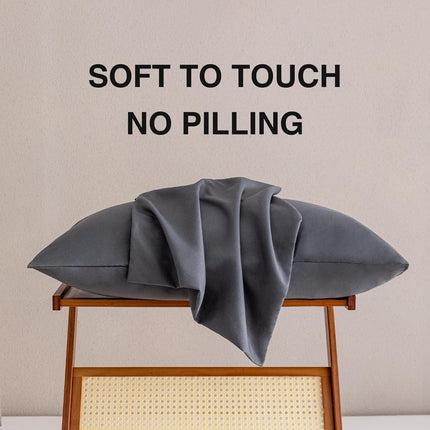4-Pack Queen Pillowcases 20x30 Dark Gray, Soft Breathable Microfiber, Envelope