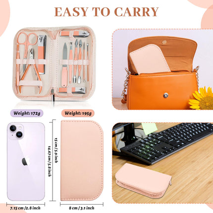 Rose Gold 12-in-1 Nail Care Set – Complete Manicure & Pedicure Kit for Travel