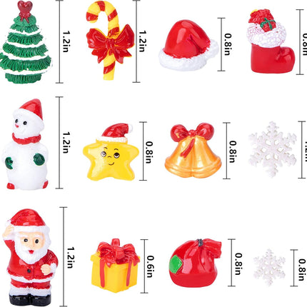 37PCS Miniature Resin Christmas Figurines – Tiny Christmas Trees, Snowman, and Santa Decorations