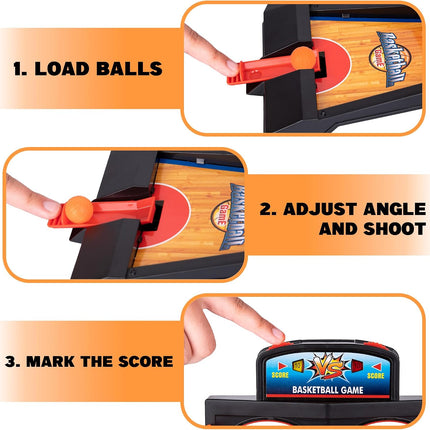 Mini Tabletop Basketball Game with 20 Mini Balls, Dual Lanes and Score Tracker for Kids
