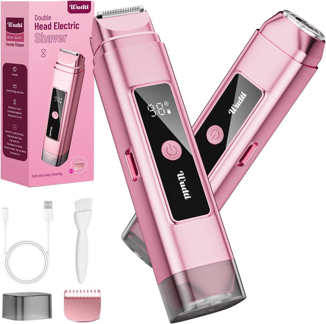 Dual Head Electric Bikini Trimmer Women IPX7 Waterproof Lady Shaver LED Display