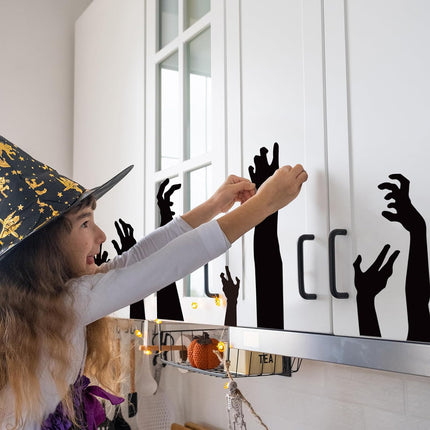 9-Sheet Halloween Black Hand Wall Stickers, 7.9x11.8in Removable Room Decor