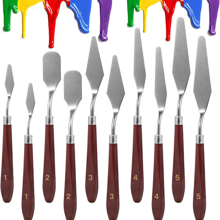10PCS Stainless Steel Palette Knife Set – Flexible Painting & Color Mixing Tools