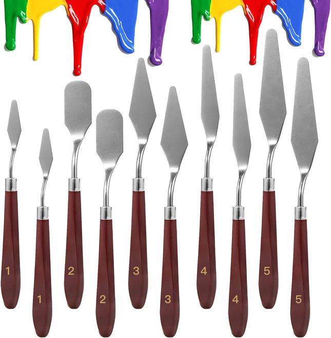 10PCS Stainless Steel Palette Knife Set – Flexible Painting & Color Mixing Tools