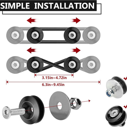 Universal Bumper Quick Release Clips, 4 Black Tabs & 12 O-Rings for Cars