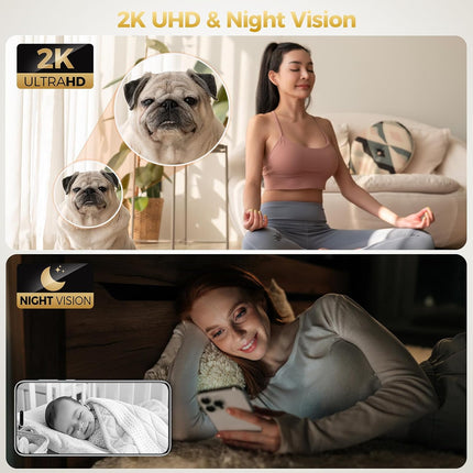 2K Indoor Camera Motion Detection Two Way Audio Night Vision Alexa Home