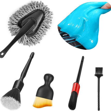 Car Interior Cleaning Kit, Dusting Brush & Gel Putty Detail Tools for Auto