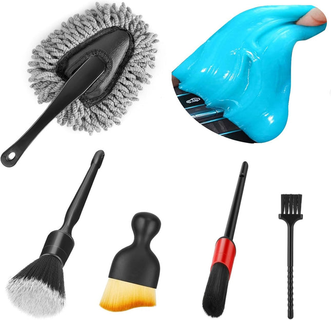 Car Interior Cleaning Kit, Dusting Brush & Gel Putty Detail Tools for Auto