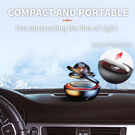 Solar Powered Rotating Car Aromatherapy Ornament, Refillable Scent Pad, Black