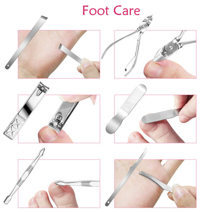 18PCS Manicure Pedicure Set, Stainless Steel Nail Clippers Grooming Kit with Case