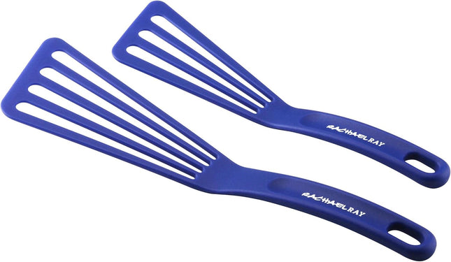 2 Pc Blue Nylon Kitchen Spatula Set 10" & 12" Fish Turner Cooking Utensils