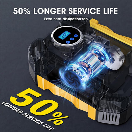 Digital Car Air Compressor, Portable 12V Tire Inflator Pump with LED Light