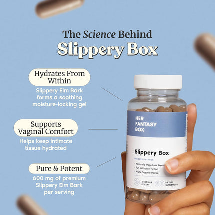 Her Fantasy Box Slippery Box Slippery Elm Bark Capsules 3-Pack 600mg Vegan
