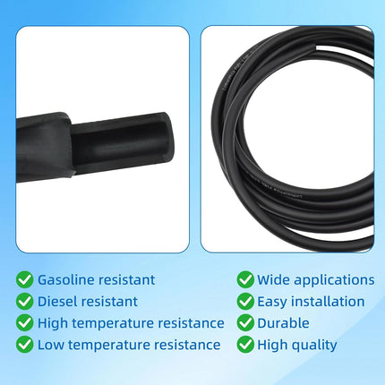 10FT 1/4" ID Fuel Line Hose with 20 Clamps, Flexible Rubber Hose for Small Engines