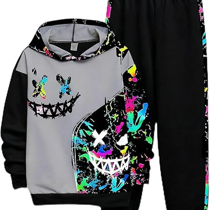Toddler Boys Paint Splatter Hoodie & Jogger Set – Soft Cotton Comfort