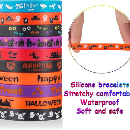 30-Piece Halloween Rubber Bracelets for Kids, Silicone Wristbands Party Favors