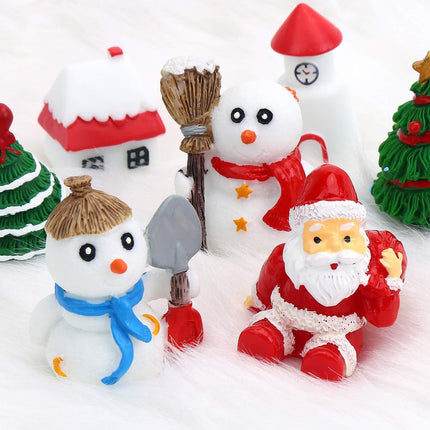 40 PCS Christmas Miniature Figurines Resin Santa Snowman Elk DIY Crafts