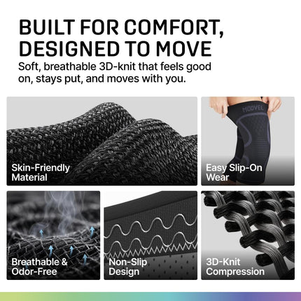2-Pack Knee Compression Sleeves for Women, Knee Support for Sports & Workouts