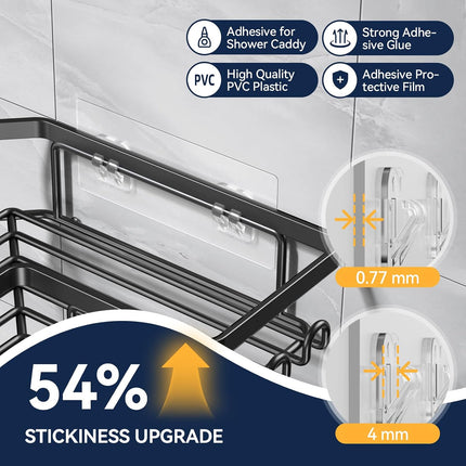 5-Pack Transparent Shower Caddy Adhesive Strips, No Drill Hooks for Bath Storage