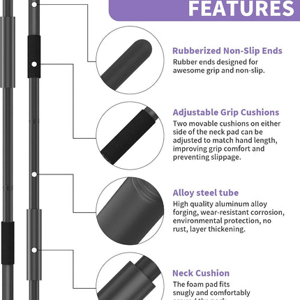 58" Yoga Stick Alloy Steel Adjustable Stretching Exercise Stick Non-Slip Grip