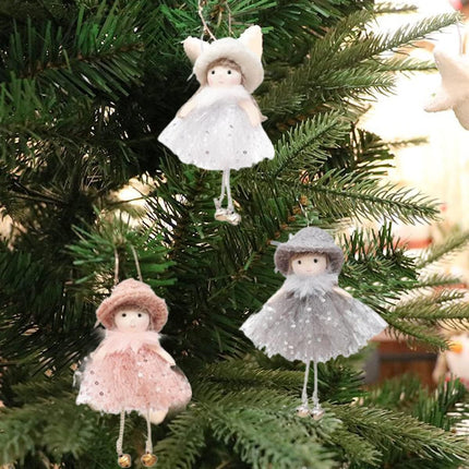 3-Piece Angel Doll Ornament Set – Plush Hanging Christmas Angel Decorations