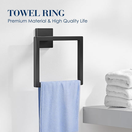 7-Piece Matte Black Bathroom Accessory Set, SUS304 Stainless Steel