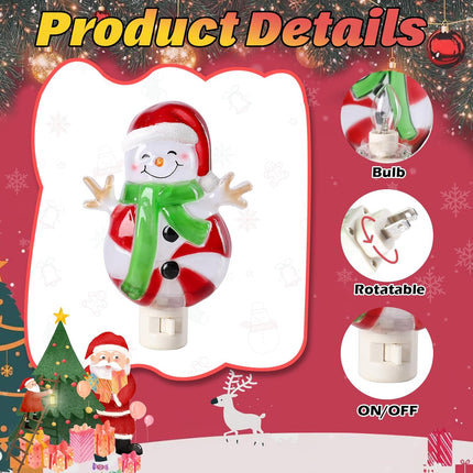 Christmas Night Light – Santa Snowman LED Plug-In for Kids Bedroom