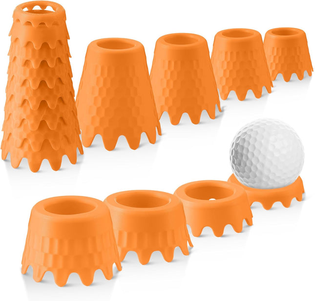 8 Pack Golf Simulator Tees – Unbreakable TPU, Adjustable Height for Golf Mats & Turf