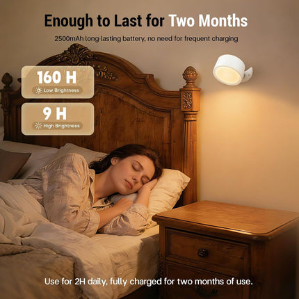 2PCS Battery Operated Wall Sconces 160H 3 Colors 4 Brightness Remote 360° Rotate