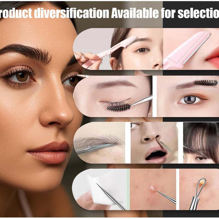 Tweezers Set 9+1 PCS – Professional Stainless Steel for Eyebrows & Facial Hair