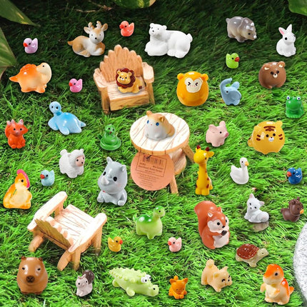 40-Piece Mini Resin Animals – 40 Styles for Dollhouse, Fairy Garden & Aquarium