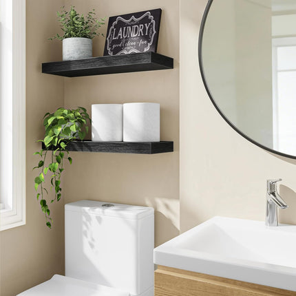 Wall Floating Shelves 15.7" Black, Set of 2 – Bedroom, Bathroom, Kitchen