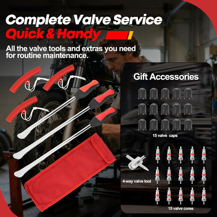 38PCS Tire Spoons Tool Set, 14.5 & 11.5in Tire Irons with Rim Protectors & Tools